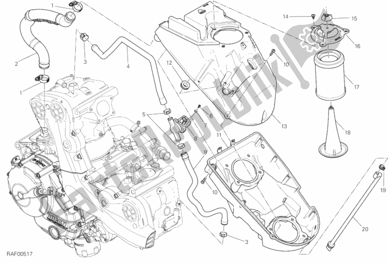Toutes les pièces pour le Entrée D'air - Reniflard D'huile du Ducati Monster 821 USA 2015